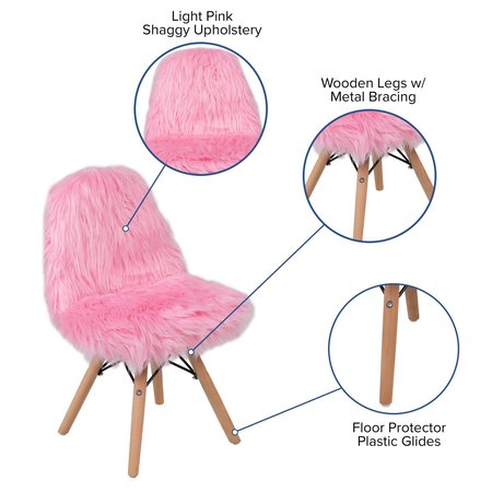 Flash Furniture 4 Pack Kids Shaggy Dog Light Pink Accent Chair 4-DL-DA2018-1-LP-GG